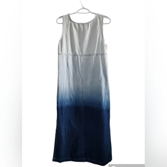 Kyoto Kasuals vintage 90s oversized lagenlook ombre denim maxi dress small - Picture 2 of 8